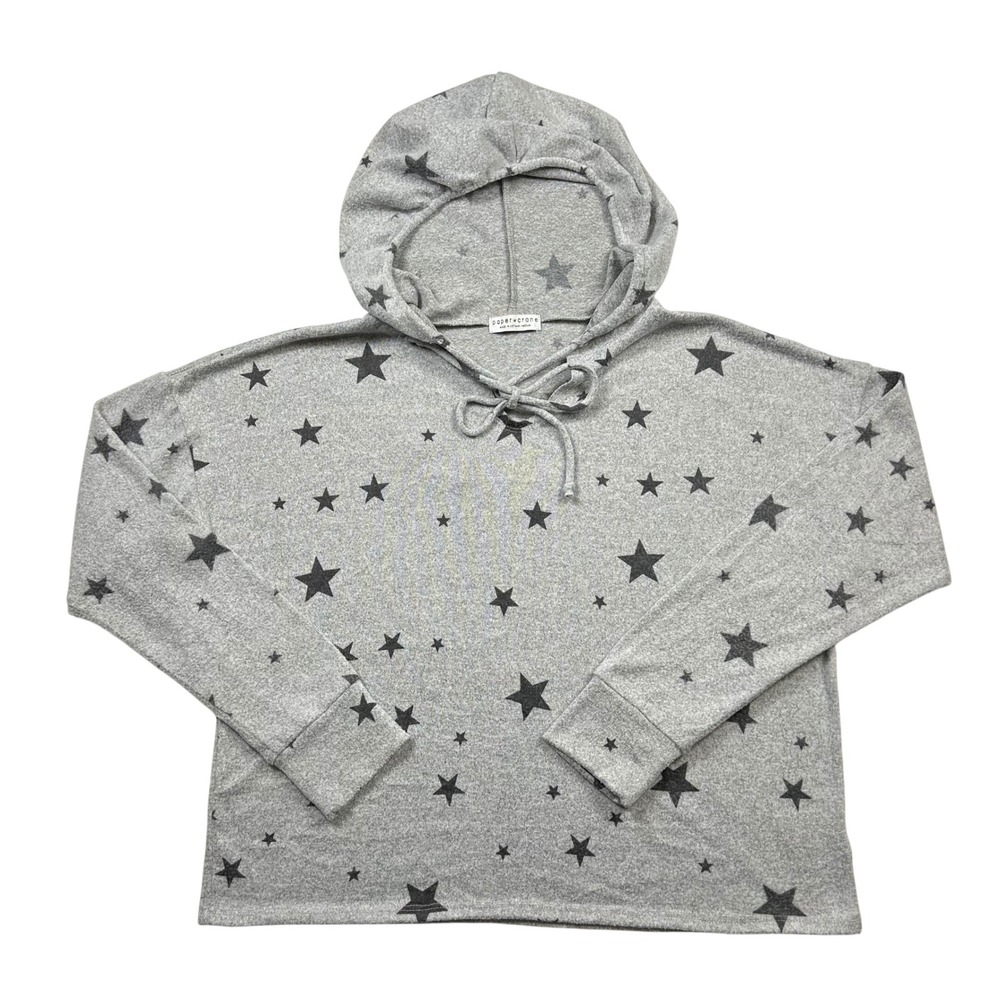 Paper Crane‎ Gray Star Print Hoodie Lace Up Front Casual Women Medium